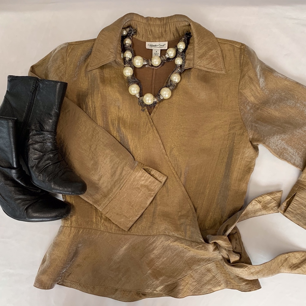 Coldwater Creek Wrap top - Gold shimmer